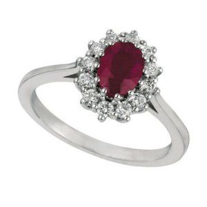 1.70 Carat Natural Oval Ruby & Diamond Ring 14K